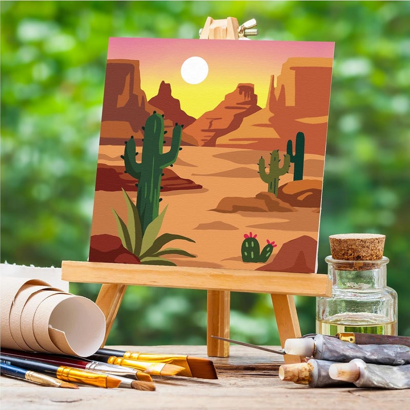 Anseal 12 Packs Pre Drawn Canvas to Paint, 4" X 4" Landscape Pre-Printed Canvas Paint Party for Adult, Stretched Outline Painting Boards for Beginners, Party Favor - Image 2